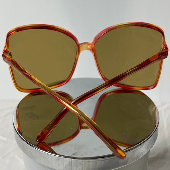1970\'s Oversized Squared Cute Sunglasses Amber/Brown Tinted Made In Korea main image 4